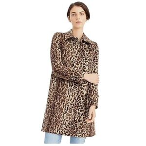 J Crew Wool Blend Topcoat Double Snow Leopard